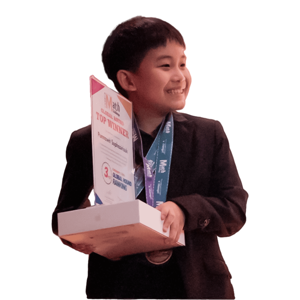 Smiling IMC student holding his Top Winner trophy and medals