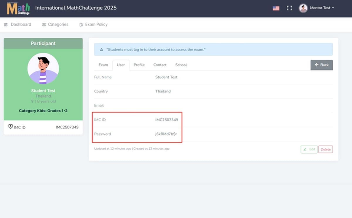 Step 9: Hand over the exam logins